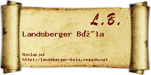 Landsberger Béla névjegykártya